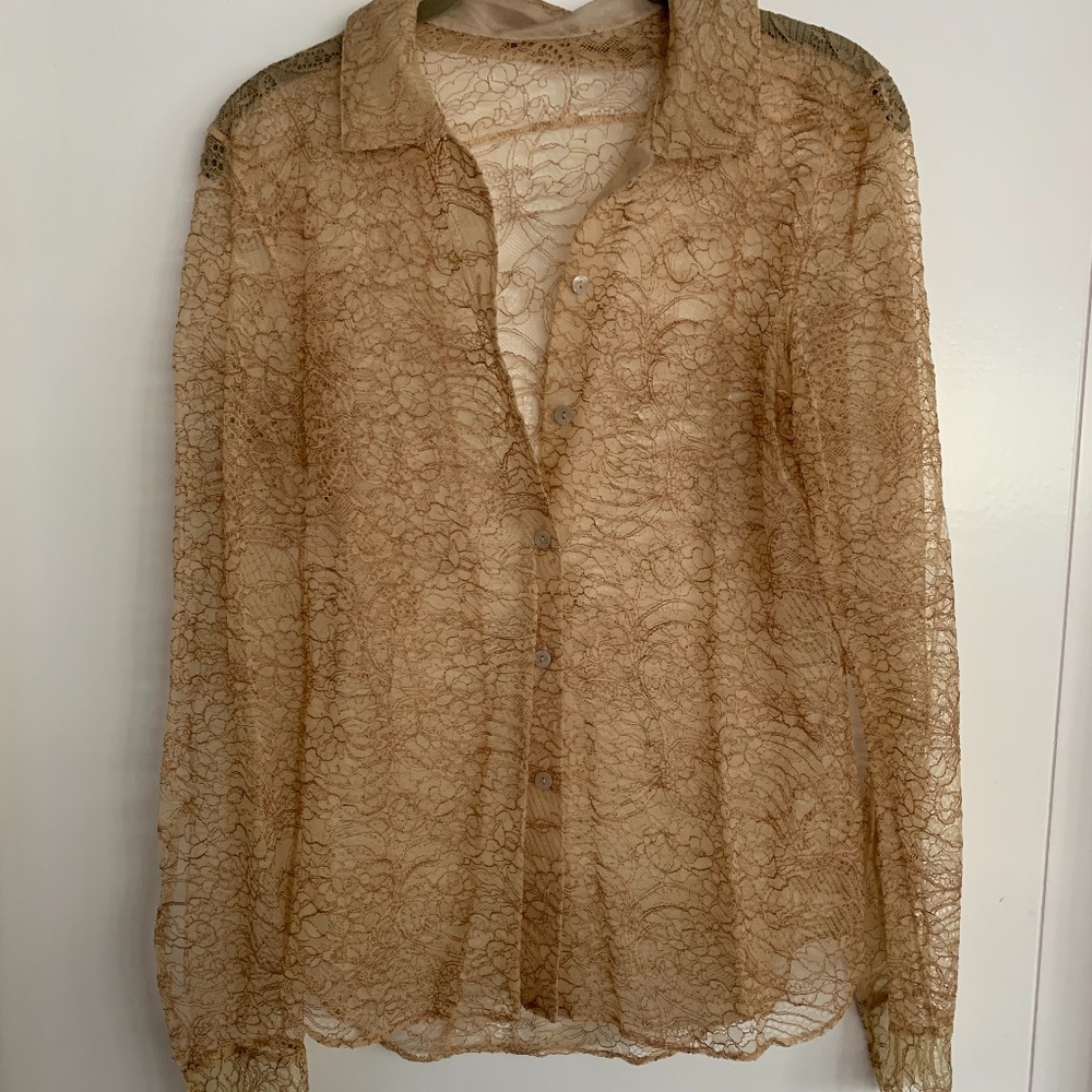 La Perla Lace Button Up Blouse